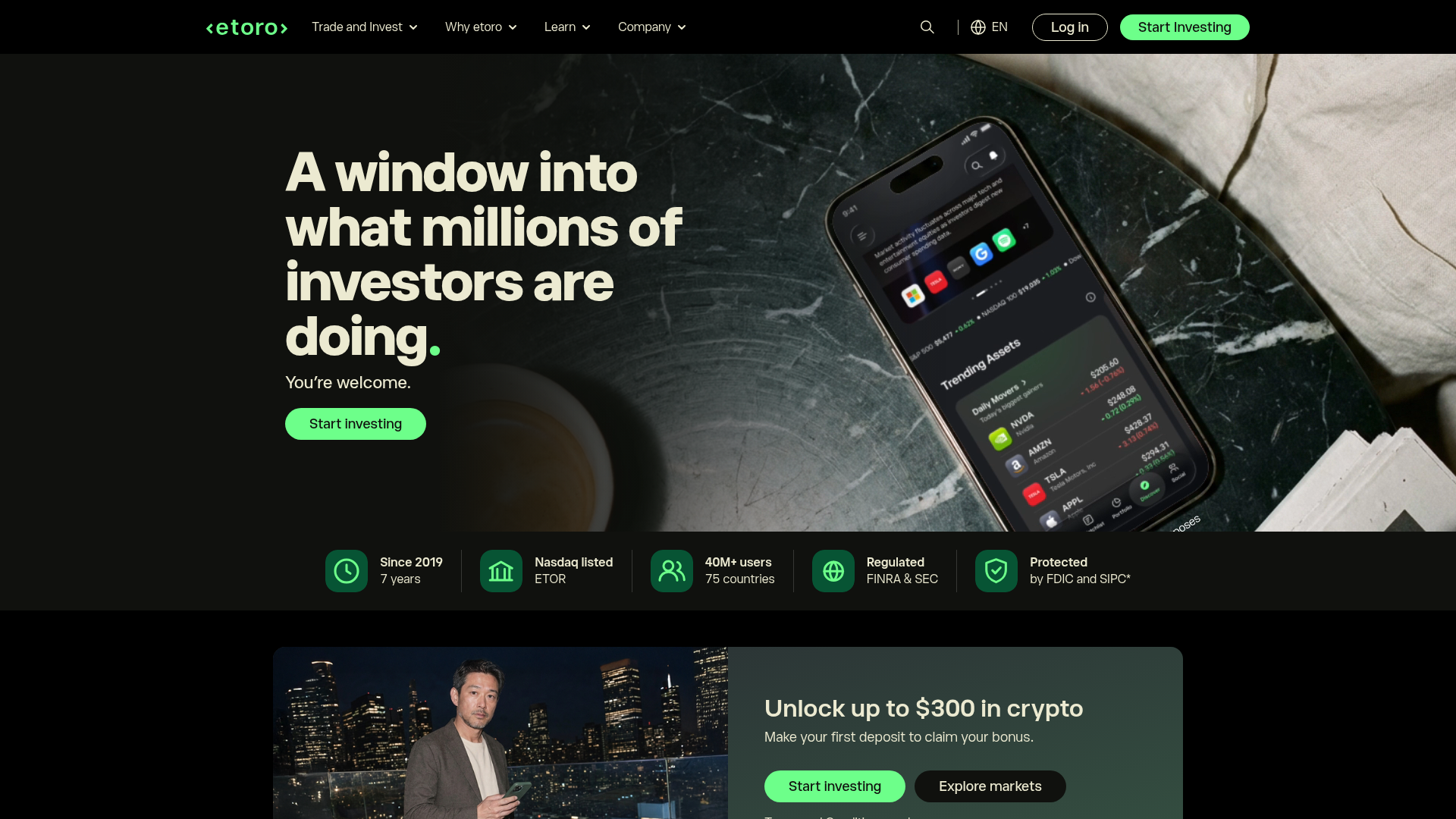 eToro homepage