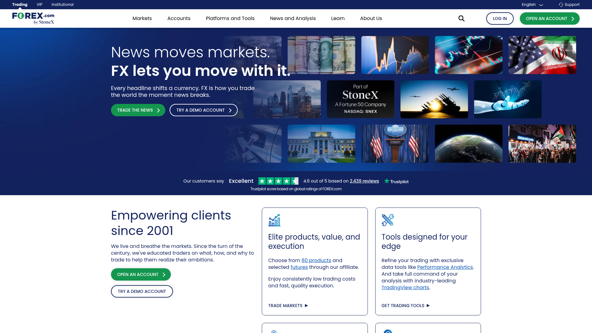 FOREX.com homepage
