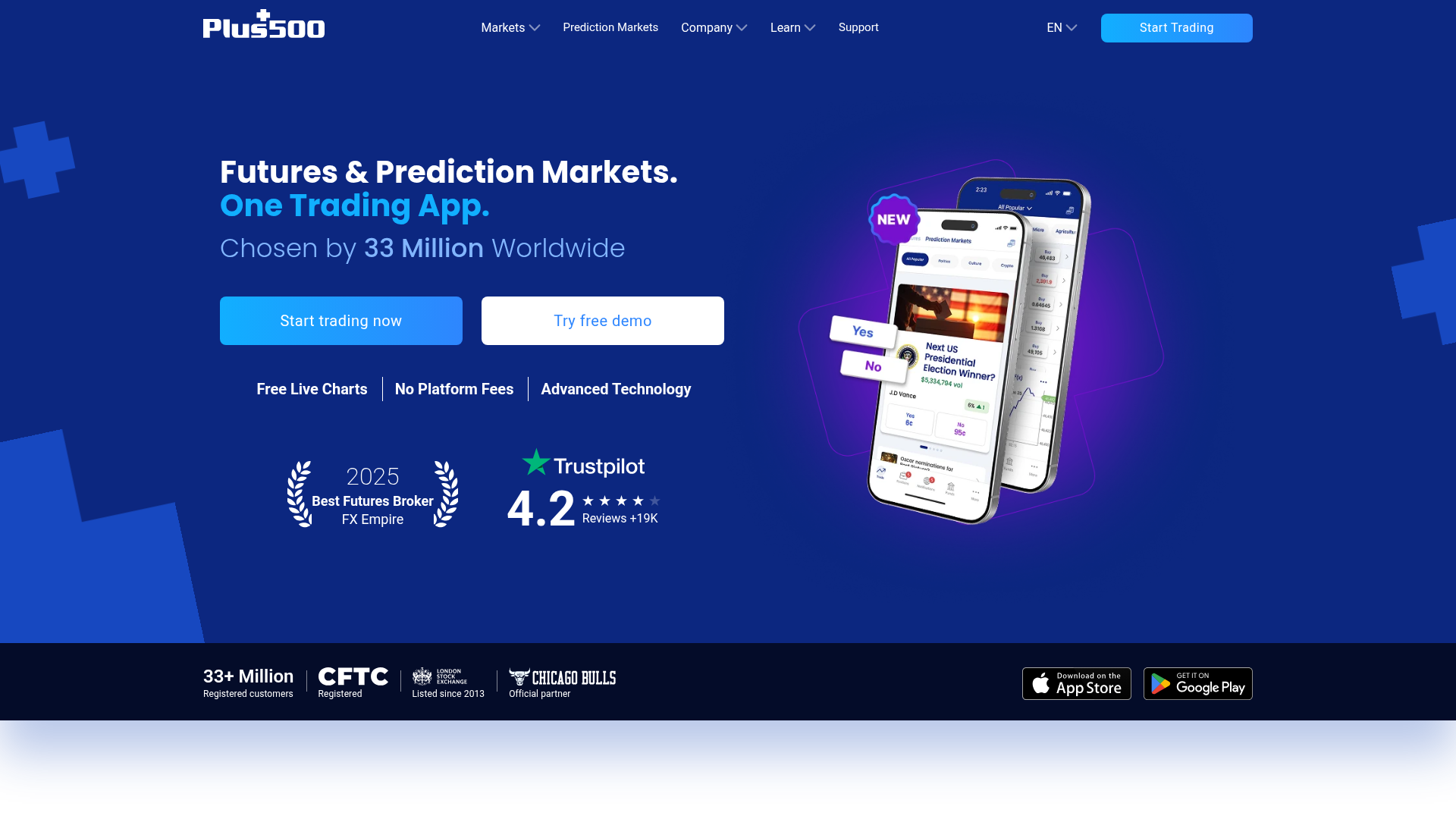 Plus500 homepage